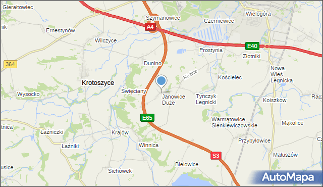 mapa Janowice Duże, Janowice Duże na mapie Targeo